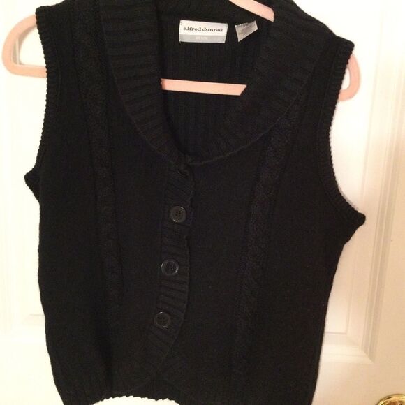 NWOT Alfred Dunner SweaterVest Black Women’s Sz MP - Picture 1 of 6
